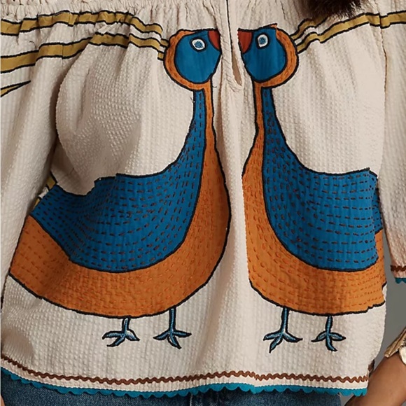 Anthropology STELLA NOVA PEACOCK OFF-THE-SHOULDER BLOUSE - Picture 3 of 7